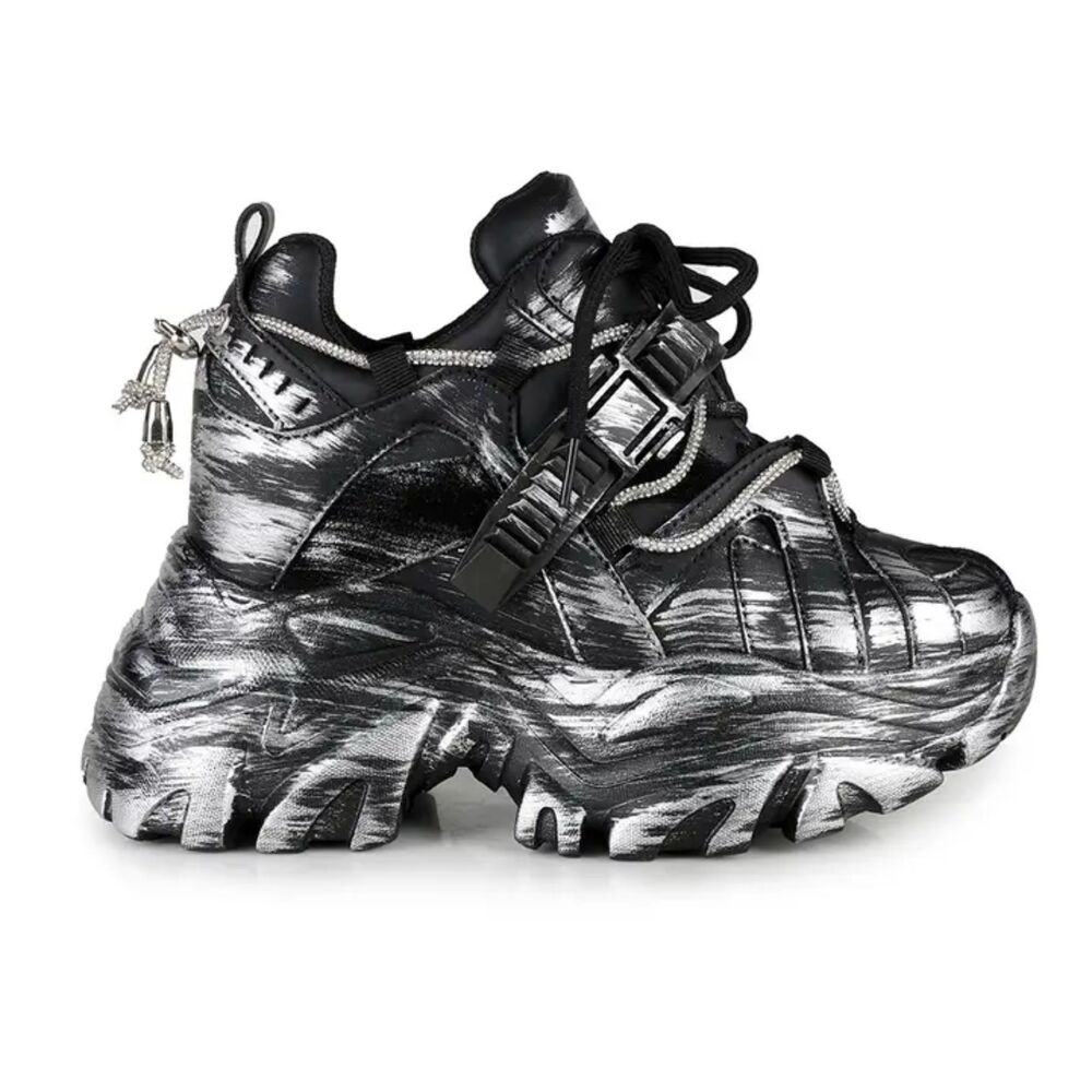 Anthony Wang Black Raver Hidden Wedge Women's Platform Sneakers
